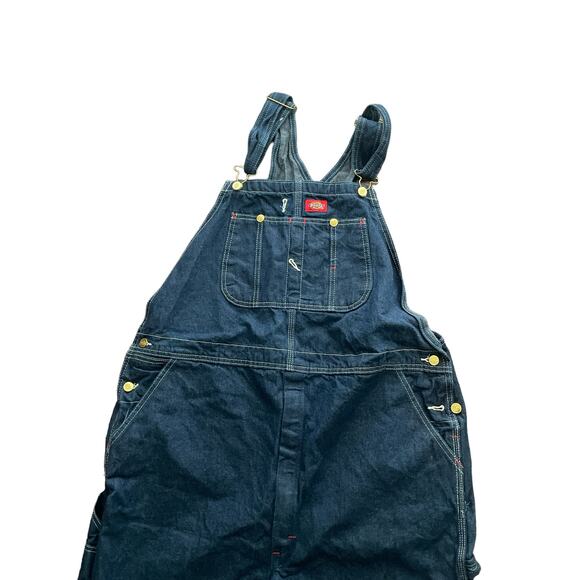 y2k Vintage Dickies Dark Wash Heavyweight Denim Blue Jean Overalls Size 42x32 - Picture 3 of 7